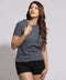 Vertical Line Crew Neck Navy Tshirt